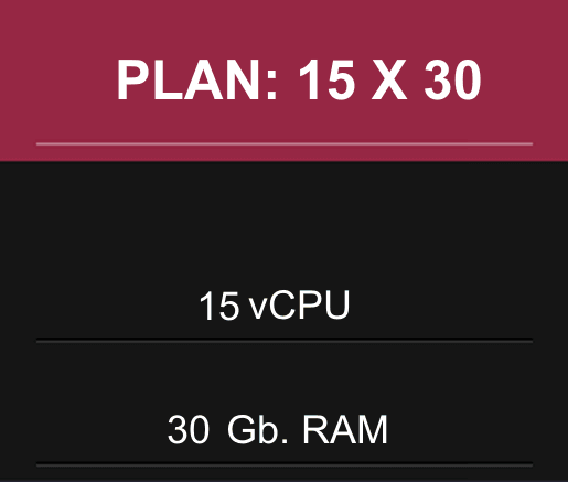 PLAN: 15 CPU x 30 Gb RAM