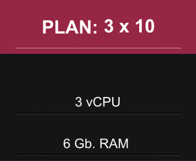 PLAN EN PESOS: 3 CPU x 6 Gb RAM
