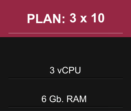 PLAN EN PESOS: 3 CPU x 6 Gb RAM